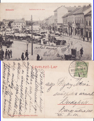 Cluj - 1909- Piata-animata, rara foto