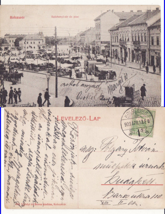 Cluj - 1909- Piata-animata, rara