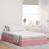vidaXL Pat cu storage cu saltea cu headboard Roz 120 x 200 cm Catifea 3370087
