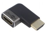 Adaptor HDMI 270&deg; HDCP 2.2, soclu la mufă, argintiu, Goobay