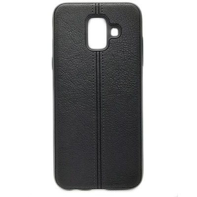 Husa telefon Silicon Samsung A6 2018 a600 Black Leather foto