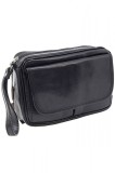 Borseta de mana din piele naturala vachetta, util land fashion, neagra, B118