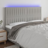 VidaXL Tăblie de pat cu LED, gri deschis, 160x5x118/128 cm, textil