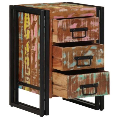 vidaXL Dulap de noapte Multicolour 40 x 35 x 50 cm Lemn masiv reciclat foto