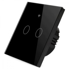 Intrerupator inteligent cu touch Tuya, Life Smart, Wi-Fi, RF433, cu sau fara nul, 2 canale, 10A, Sticla securizata, @SmartWiz smw40