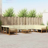 vidaXL Set de canapele de exterior cu pernă 11 pcs Natural și Crem 3369913