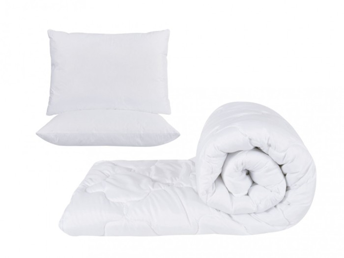 Set alb, pilota 180x200cm 250gsm + 2 perne albe nematlasate 50x70cm Relax KipRoom