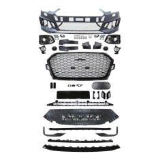 Set bara fata AUDI A4/S4 (B9), 11.2015-07.19, cu / fara ACC gauri; rame negru lucios, suport radar, cu gauri spalator; grunduit, de vopsit; type RS4,