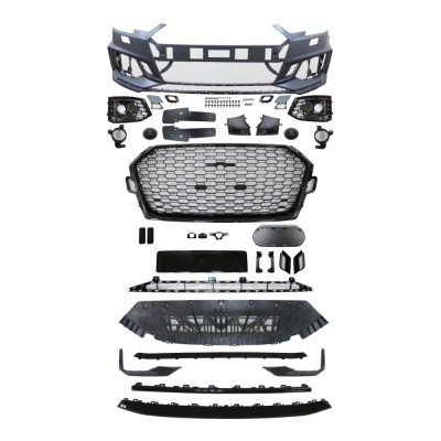 Set bara fata AUDI A4/S4 (B9), 11.2015-07.19, cu / fara ACC gauri; rame negru lucios, suport radar, cu gauri spalator; grunduit, de vopsit; type RS4, foto