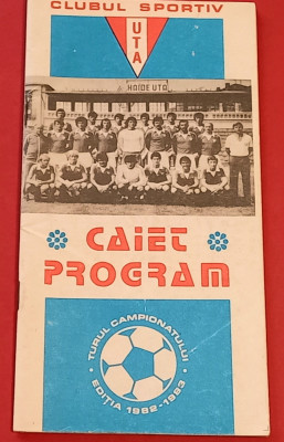 Agenda -program fotbal-UTA ARAD (tur 1982-1983) foto