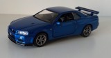 Macheta Nissan Skyline GT-R R34 albastru - Tayumo 1/36, 1:43