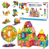 Set de Constructie, Magnetic Tiles 3D, 130 Piese colorate, Jucarie Creativa si Educationala STEM VisionHub&reg;, multiple forme de constructie, Dezvoltare