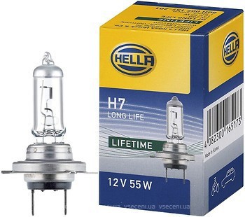 Bec auto halogen HELLA H7 12V; 55W; long life; durabilitate tripla; Px26d; 8GH007157201, 1 buc. foto