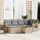 vidaXL Set canapele de grădină, 7 piese, cu perne, bej, poliratan
