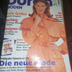 Revista de moda BURDA-originala-luna 2/1996,de colectie,in Germana,supli.Romana