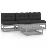 vidaXL Set mobilier de grădină cu perne, 4 piese, lemn masiv de pin 3076356