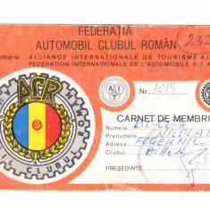 Carnet de membru Automobil Clubul Roman, 1987-1990