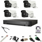 Sistem de supraveghere Hikvision cu 4 camere 8 Megapixeli, Infrarosu 60m, DVR 4 canale 8 Megapixeli, Hard, Accesorii SafetyGuard Surveillance