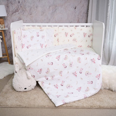 Set lenjerie pat, 60 x 120 cm, Smile Bumbac Ranforce, Lorelli, Beige Bunnies