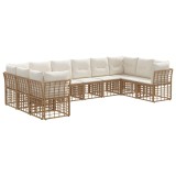 vidaXL Set de canapele de exterior cu pernă 10 pcs Alb Natural și Crem 3437554