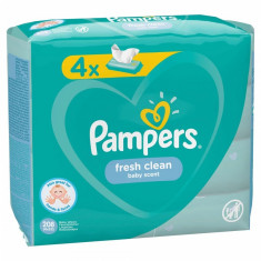 Servetele umede Pampers Fresh Clean Quattro, 4 x 52 buc/pachet foto