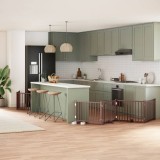 vidaXL Poartă c&acirc;ini pliabilă cu ușă 12 panouri maro 960 cm, lemn plop 3155748