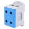 Conector de Șine 150mm2 Piste 1 Borne 4 Albastru TS35