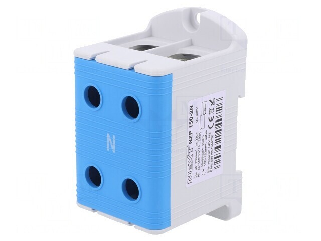 Conector de Șine 150mm2 Piste 1 Borne 4 Albastru TS35