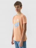 Tricou regular cu imprimeu pentru băieți - culoarea coral, 4F Sportswear
