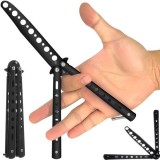 Cutit fluture pentru antrenament, maner ergonomic, metal, 22x3x1 cm, negru