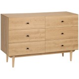 HOMCOM Comodă 6 sertare mobilier de depozitare picioare din lemn masiv 120 x 40 x 80 cm culoare lemn | Aosom Romania