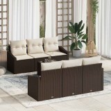 VidaXL Set de canapele pentru grădină 7 pcs Maro, Crem 55 x 55 x 37 cm