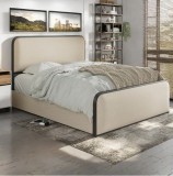 Pat Vida sertare 180x200 cm Tapitat Stofa Bej Somiera Metalica Inclusa Model MB20