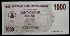 Zimbabwe 1000 1.000 $ Dollars dolari 2006 UNC necirculata ** foto