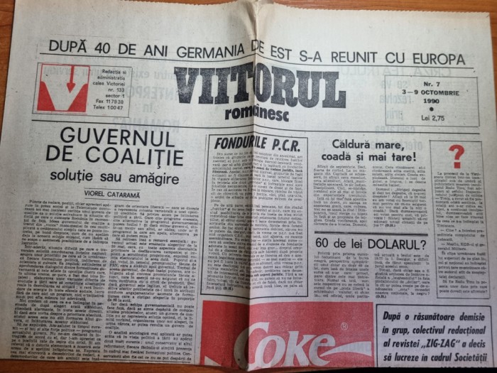ziarul viitorul romanesc 3-9 octombrie 1990-dumitru maziliu