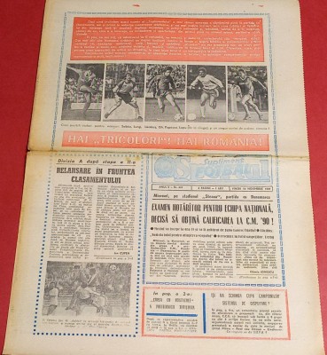 Ziarul Sportul Supliment FOTBAL 10.11.1989 foto