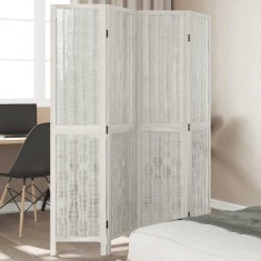 vidaXL Paravan cameră 4 panouri, alb, lemn masiv paulownia 358674