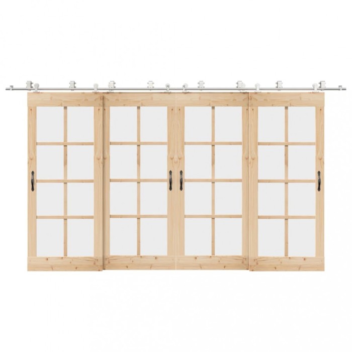 Set piese pentru ușă glisantă, argintiu, 400 cm oțel inoxidabil