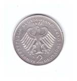 Moneda Germania 2 mark/marci 1977 G, Konrad Adenauer, stare buna, curata