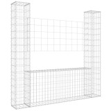 Cumpara ieftin Cos gabion in forma de U, cu 2 stalpi, 140x20x150 cm, fier