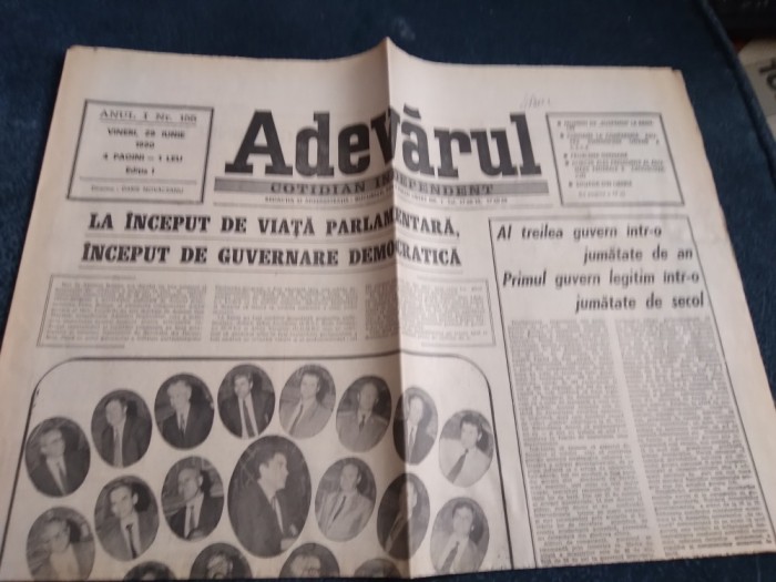ZIARUL ADEVARUL NR 155 29 IUNIE 1990 PARLAMENT