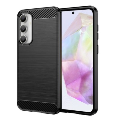 Husa pentru Samsung Galaxy A35 5G - Techsuit Carbon Silicone - Black foto