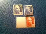 Serie mica Franta 1945 Marianna , format mic , 3 valori, Nestampilat