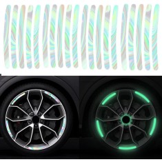 Set 20 stickere reflectorizante, autocolante , universale pentru jante auto, roti bicicleta, motocicleta