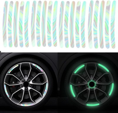 Set 20 stickere reflectorizante, autocolante , universale pentru jante auto, roti bicicleta, motocicleta foto