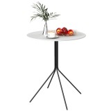 Outsunny Masă de grădină rotundă &Oslash; 60 cm, masă de terasă cadru din oțel, pentru interior și exterior, gri &icirc;nchis | Aosom Romania