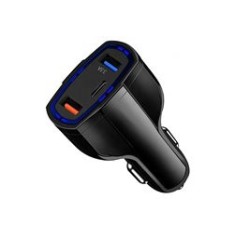 &Icirc;ncărcător auto, 2x USB, 1x USB-C, plastic, negru