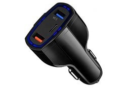 &amp;Icirc;ncărcător auto, 2x USB, 1x USB-C, plastic, negru foto
