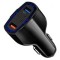 &Icirc;ncărcător auto, 2x USB, 1x USB-C, plastic, negru
