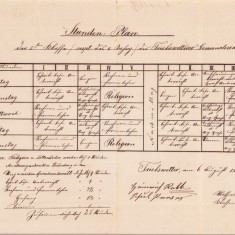 HST A815 Orar școlar oficial 1879 școala Tomnatic Timiș Banat